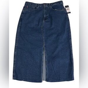 Tommy Hilfiger Women’s Blue Stretch Denim Skirt with Red Accents, Sz 10